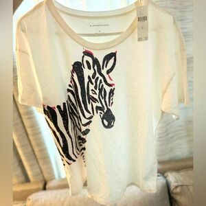 Anthropologie White Zebra Print Tee